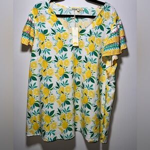 NWT‎ C & C CALIFORNIA Short-Sleeved Lemon-Themed Shirt - 1X